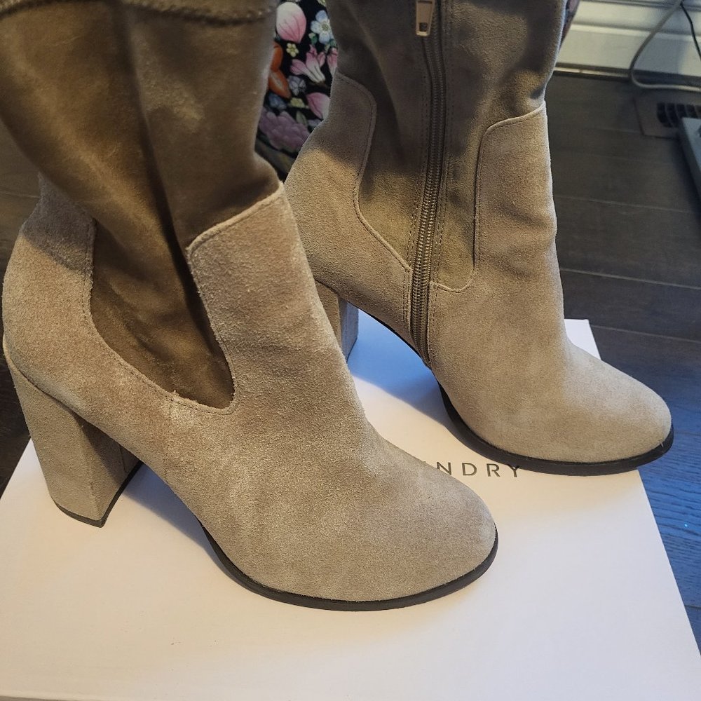 Beige Suede Booties